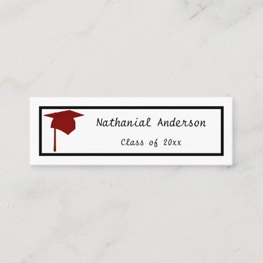 De Visite Mini Casquette rouge - Nom du diplôme Insérer les carte (Devant)