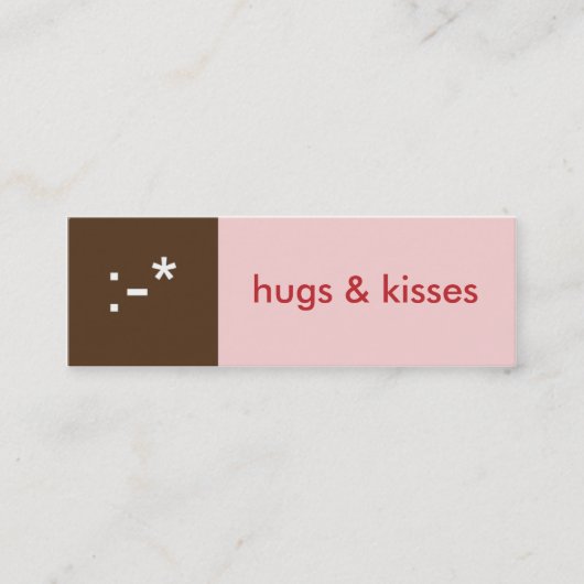 De Visite Mini Flirt carte rose brun embrasser baisers message ém (Devant)