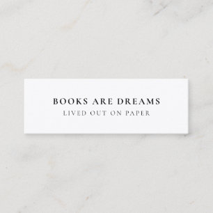 De Visite Mini Les livres sont des rêves Carte Signet minimalis