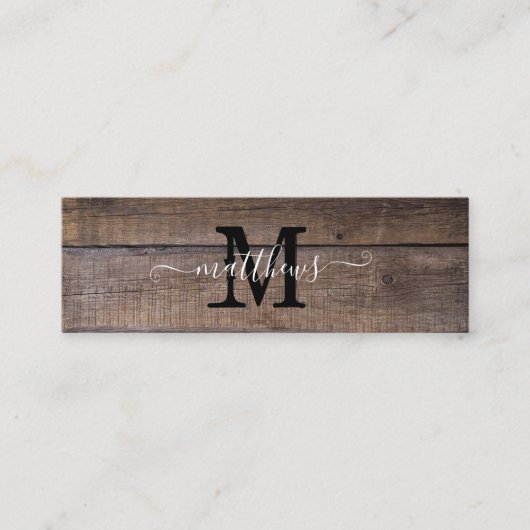 De Visite Mini Motif moderne Rustique Monogramme Nom Signet Carte (Devant)