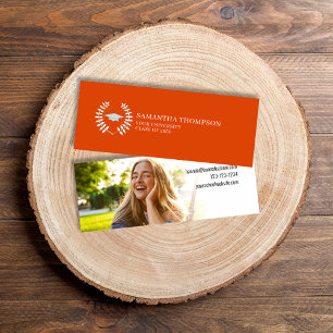 De Visite Mini Nom du diplômé Carte photo tendance orange élégant