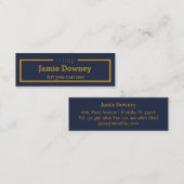 De Visite Mini Or et bleu | Carte Potter Name Simple & Elegant (Devant / Derrière)