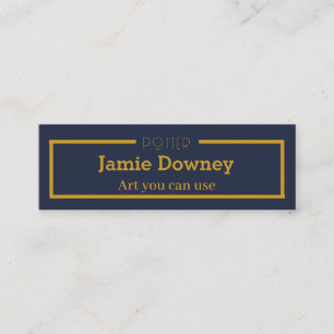 De Visite Mini Or et bleu Carte Potter Name Simple & Elegant