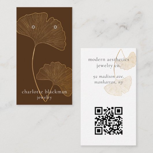 De Visite Mod Gingko Leaf QR Code d'oreille Carte d'affichag (Devant / Derrière)