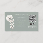 De Visite Moderne carte florale avec code QR à l'orchidée bl (Dos)