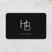 De Visite Moderne, monogramme, carte noire (Devant)