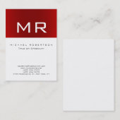 De Visite Monogramme à la mode rouge à rayures propres Carte (Devant / Derrière)