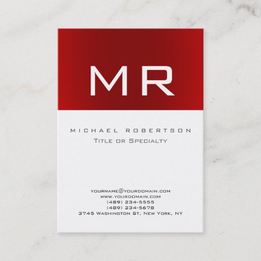 De Visite Monogramme à la mode rouge à rayures propres Carte (Devant)