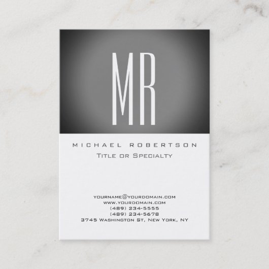 De Visite Monogramme Gris blanc Gris Gris Gris Grand Carte d (Devant)