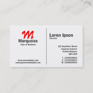 De Visite Monogramme Règle Médiane - Carte Platine