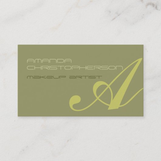 De Visite Monogramme Script maquillage beige Artiste Carte d (Devant)