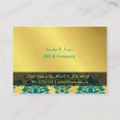 De Visite Monogramme turquoise sur la carte damask chubby en (Dos)