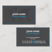 De Visite Noir élégant avec carte du monde (Devant / Derrière)