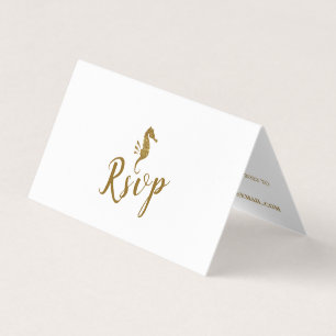De Visite Parties scintillant en or Seahorse avec carte phot