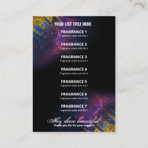 De Visite Parties scintillant Galaxy Carte Liste des parfums