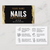 De Visite Parties scintillant Gold Nails Instruction Carte d (Devant / Derrière)