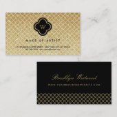 De Visite Parties scintillant or Monogramme Quatrefoil Carte (Devant / Derrière)