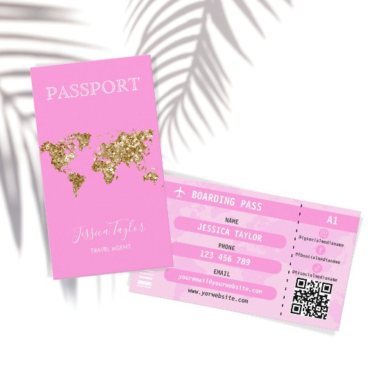 De Visite Passe Pink Parties scintillant Passport Carte du m