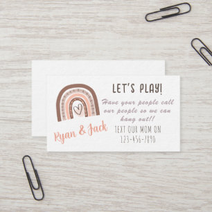 De Visite Pastel Boho Rainbow Kids Jouer Carte d'appel Date