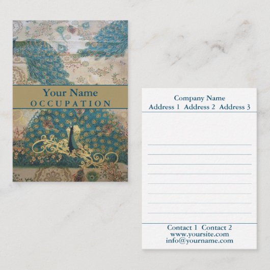 De Visite Peacock vintage - Carte d'affaires (Devant / Derrière)