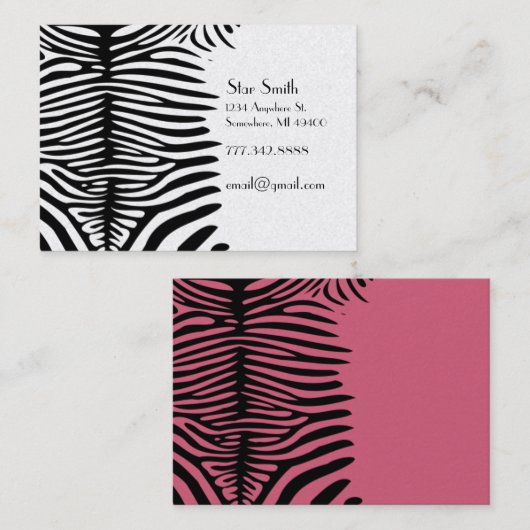 De Visite Peau Zebra classique sur n'importe quelle carte co (Devant / Derrière)