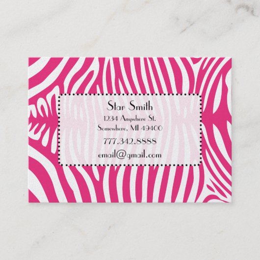 De Visite Peau Zebra classique sur n'importe quelle carte co (Devant)