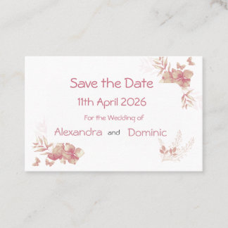 De Visite Petite carte Enregistrer la date - papillon floral