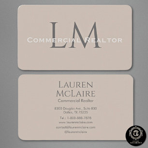 De Visite Petite Entreprise Monogramme Carte Gris Taupe
