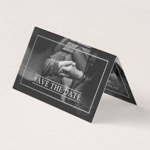 De Visite Photo Moderne Silver Foil Enregistrer la carte Dat