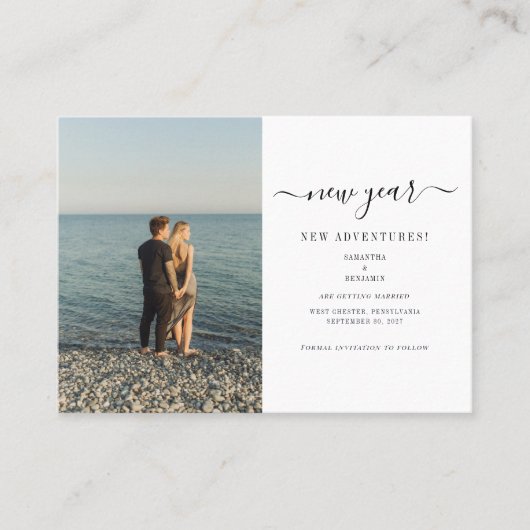 De Visite Photo Nouvel An Aventures Enregistrer La Carte Dat (Devant)