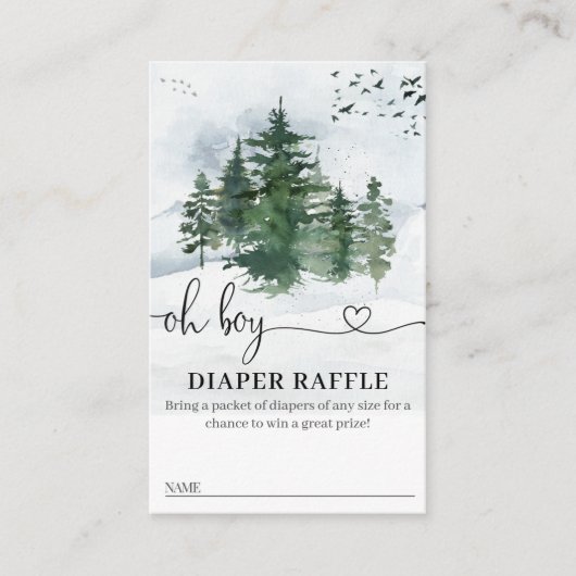 De Visite Pine Trees Baby shower Déchets Carte Raffle (Devant)