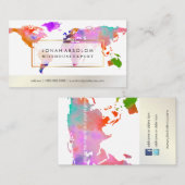 De Visite PixDezines sur la carte mondiale/aquarelle (Devant / Derrière)