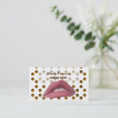De Visite Poids rose Points d'or Carte Bussines (Debout devant)
