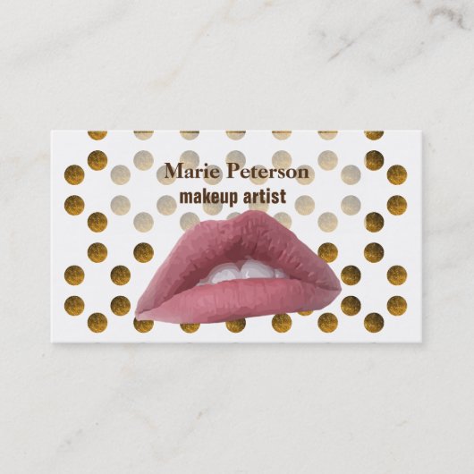 De Visite Poids rose Points d'or Carte Bussines (Devant)