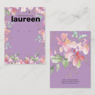 De Visite Porte-bijoux en carte avec fleurs roses pastel