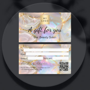 De Visite Porte en or beige logo qr carte cadeau