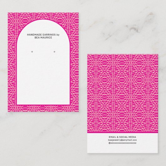 De Visite Présentoir Carte Moderne Rose Fuchsia pour Boucles (Devant / Derrière)