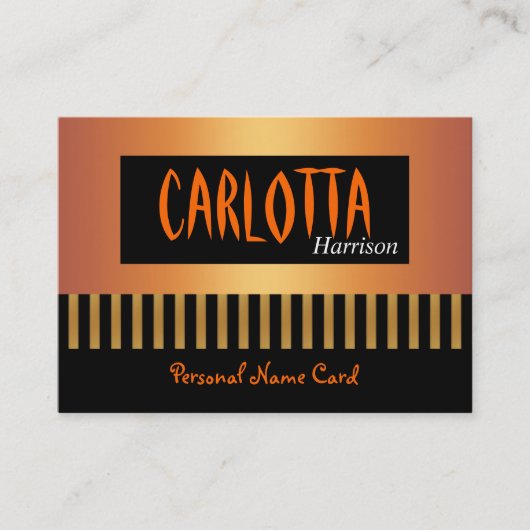 De Visite Profil Nom personnel Carte Café Gold Stripe (Devant)