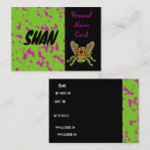 De Visite Profil Nom personnel Carte Pink Green Beetle (Devant / Derrière)