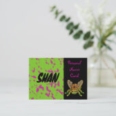 De Visite Profil Nom personnel Carte Pink Green Beetle (Debout devant)