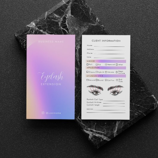De Visite Rainbow Holographic Eyelash Extensions Carte
