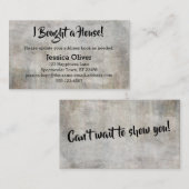 De Visite Rasé, Rustique "J'ai acheté une maison !" Carte (Devant / Derrière)