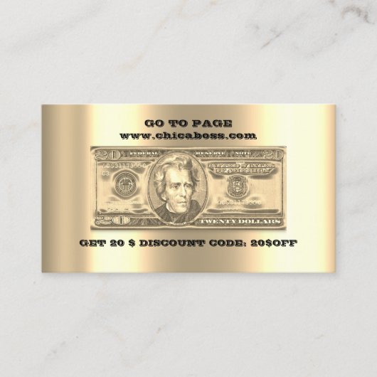 De Visite Remise Insertion Carte 20$ Code QR en ligne Gold (Devant)