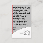 De Visite Repérer les empreintes croisées Carte d'écriture (Dos)