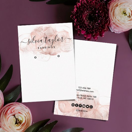 De Visite Rose Gold Calligraphy art Earrage carte d'affichag