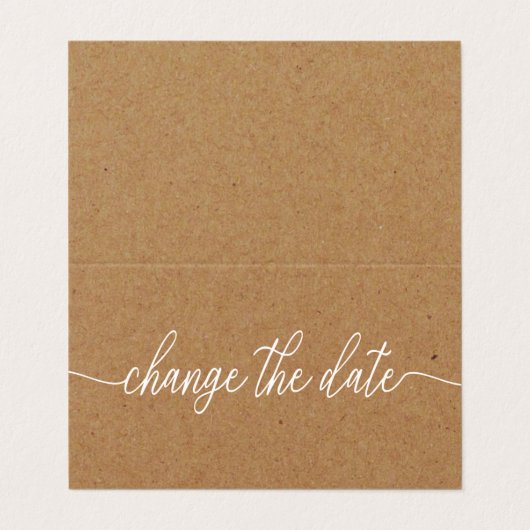 De Visite Rustic Kraft Simple Script Modifier La Carte Date (Extérieur déplié)