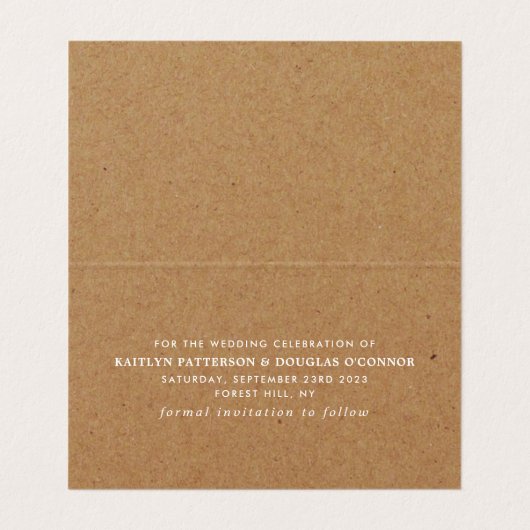 De Visite Rustic Kraft Simple Script Modifier La Carte Date (Intérieur déplié)