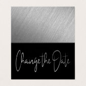 De Visite Script Foil Argent Moderne Modifier La Carte Date (Extérieur déplié)