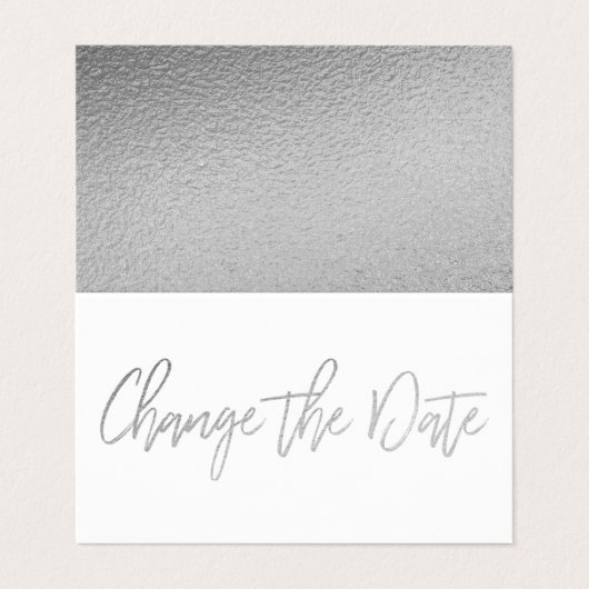 De Visite Script Foil Argent Moderne Modifier La Carte Date (Extérieur déplié)