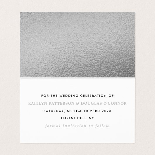 De Visite Script Foil Argent Moderne Modifier La Carte Date (Intérieur déplié)